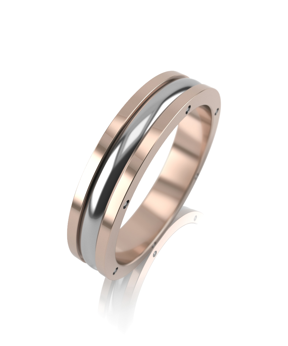 Обручальное кольцо из комбинированного золота  ЛТ-10/бк