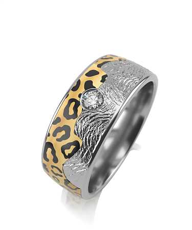 Кольцо из серебра с керамикой и фианитом SF-к30/с