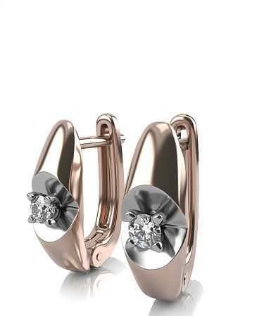 Серьги из комбинированного золота с бриллиантами СК-50/бк