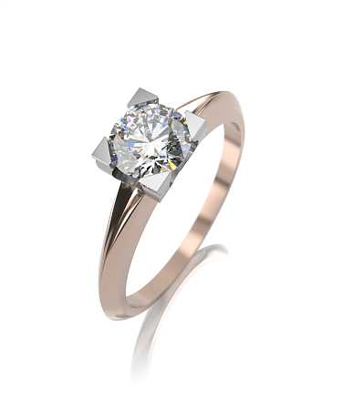 Помолвочное кольцо из комбинированного золота с бриллиантом ШД-к110-1бр/бк