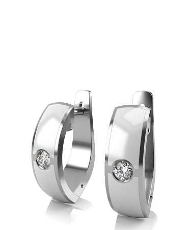 Серьги из серебра с белой керамикой и фианитами SF-с39/с