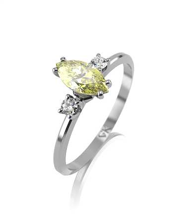 Кольцо из белого золота с выращенными бриллиантами МК-5-3жвбр/б