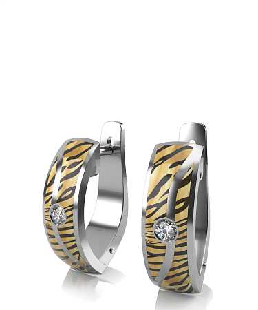 Серьги из серебра с керамикой и фианитами SF-с37/с