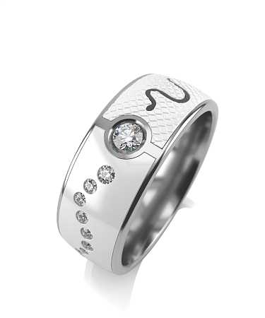 Кольцо из серебра с керамикой и фианитами SF-к22/с