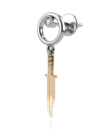 Серьга из комбинированного золота с фианитом HP-с128-1ф/бж