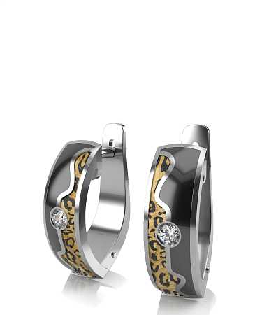 Серьги из серебра с керамикой и фианитами SF-с31/с