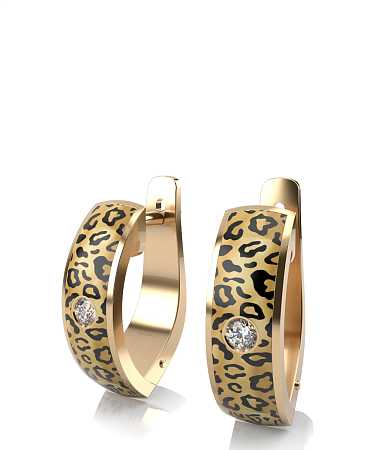 Серьги из серебра с позолотой, керамикой и фианитами SF-с5/жс