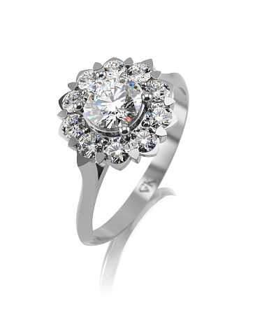 Кольцо из белого золота с выращенными бриллиантами ЦТ-к10вбр/б