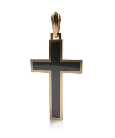 Крест из желтого золота с керамикой  ТК-кр15кч/ж