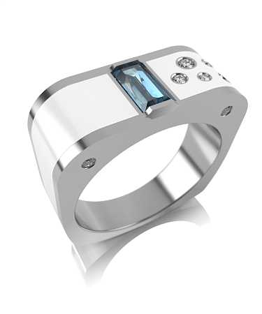 Кольцо из серебра с керамикой и фианитами FJ-к15/с