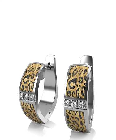 Серьги из серебра с керамикой и фианитами SF-с110/с