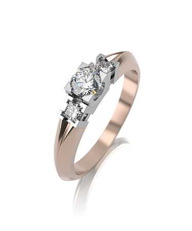 Помолвочное кольцо из комбинированного золота с бриллиантами ШД-к111-3бр/бк