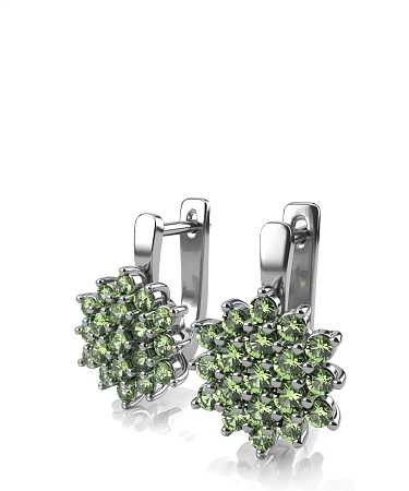 Серьги из белого золота с изумрудами С794из/б