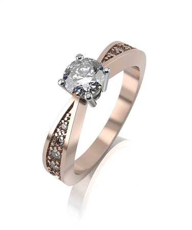 Помолвочное кольцо из комбинированного золота с муассанитами МТ-к6/бк