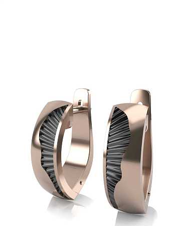 Серьги из красного золота с черной керамикой KI-с18кч/к