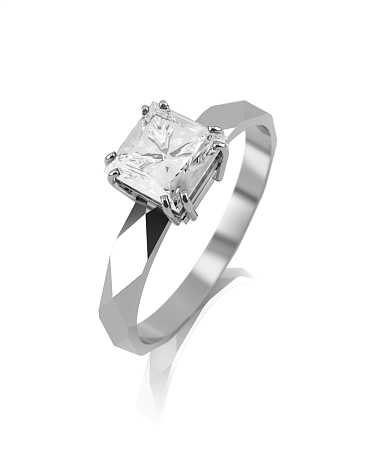 Помолвочное кольцо из белого золота с выращенным бриллиантом  ВН-112/б