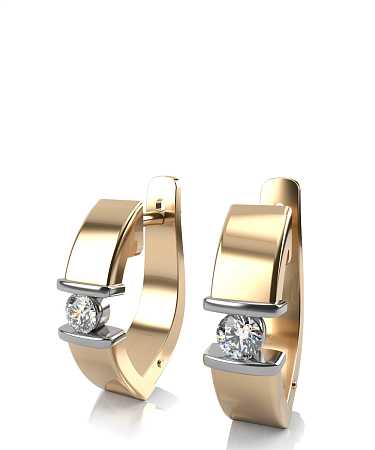 Серьги из комбинированного золота с бриллиантами С863бр/бж