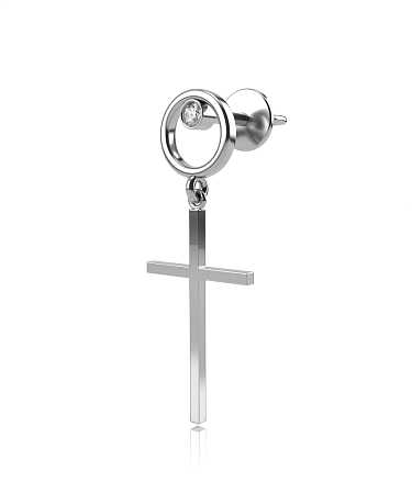 Серьга из серебра с фианитом HP-с126-1ф/с