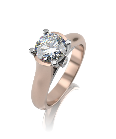 Помолвочное кольцо из комбинированного золота с муассанитом МТ-к8/бк