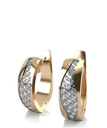 Серьги из желтого золота с бриллиантами KI-с9-42бр/ж