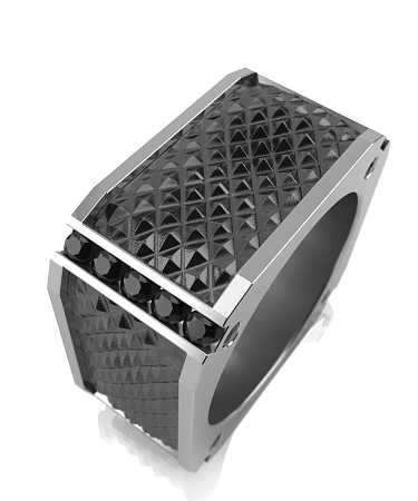 Кольцо из серебра с черной керамикой и черными фианитами SF-к204-28чф/с