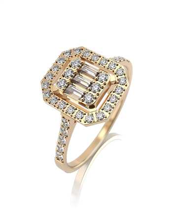 Кольцо из желтого золота с бриллиантами ШД-к45-41бр/ж