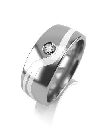 Кольцо из серебра с белой керамикой и фианитом KI-к3кб-1ф/с