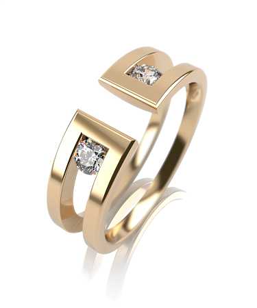 Кольцо из желтого золота с бриллиантами ШД-к41-2бр/ж