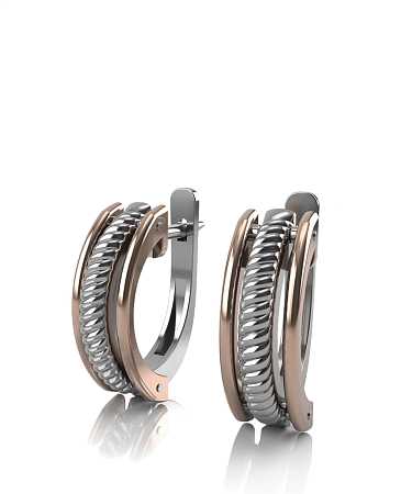 Серьги из комбинированного золота ДН-с39/кб