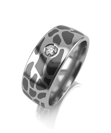 Кольцо из серебра с черной керамикой и фианитом KI-к16кч-1ф/с