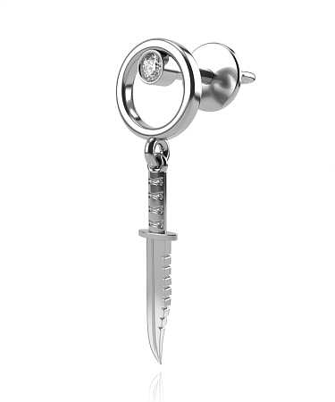 Серьга из белого золота с бриллиантом HP-с128-1бр/б