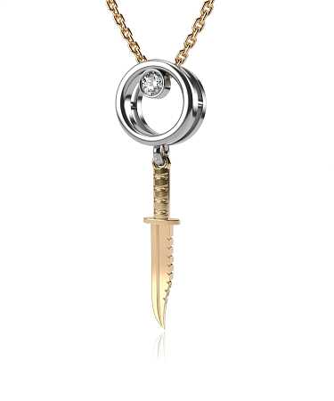 Колье из комбинированного золота с фианитом HP-п128-1ф/бж