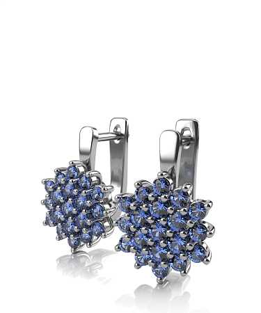 Серьги из белого золота с сапфирами С794сп/б