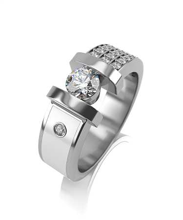 Кольцо из серебра с керамикой и фианитами НЭ-к5кб/с