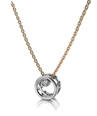 Колье из комбинированного золота с фианитом HP-п132-1ф/бж