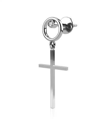 Серьга из белого золота с бриллиантом HP-с126-1бр/б