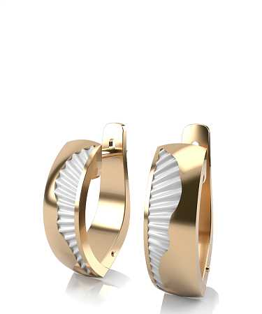 Серьги из желтого золота с белой керамикой KI-с18кб/ж