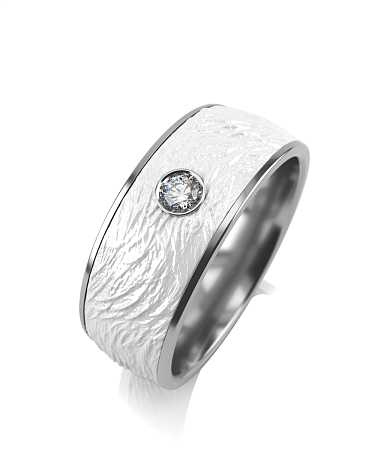 Кольцо из серебра с белой керамикой и фианитом SF-к6кб/с