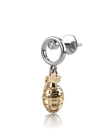 Серьга из комбинированного золота с фианитом HP-с131-1ф/бж