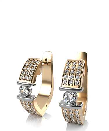 Серьги из комбинированного золота с бриллиантами С864бр/бж