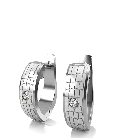 Серьги из серебра с белой керамикой и фианитами SF-с26кб/с