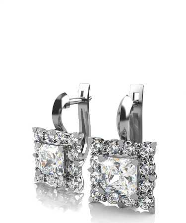 Серьги из белого золота с выращенными бриллиантами ЦТ-с12вбр/б