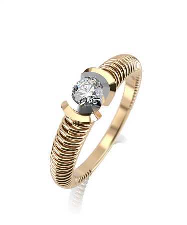 Помолвочное кольцо из комбинированного золота с бриллиантом ШД-к13/бж