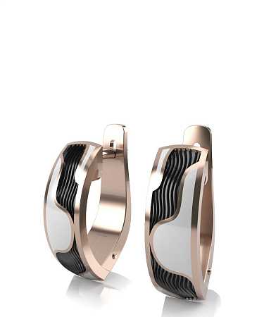 Серьги из красного золота с керамикой KI-с12кбч/к