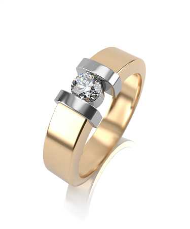 Кольцо из комбинированного золота с бриллиантом К861бр/бж