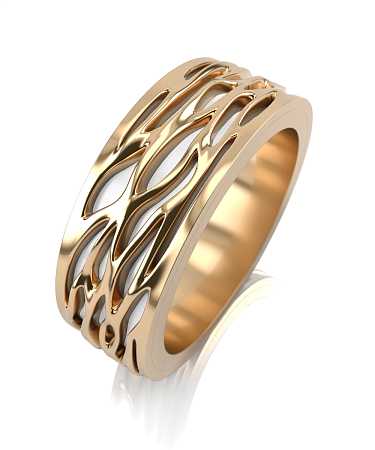 Обручальное кольцо из желтого золота с белой керамикой ОК-к1кб/ж