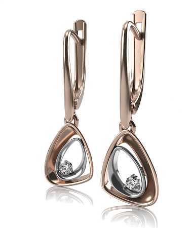 Серьги из комбинированного золота с бриллиантами HP-с121-2бр/бк