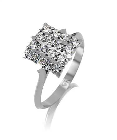 Кольцо из белого золота с выращенными бриллиантами ЦТ-к11вбр/б