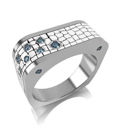 Кольцо из серебра с керамикой и фианитами FJ-к19/с