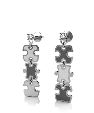 Серьги из серебра с керамикой и фианитом HP-с139-1ф/с